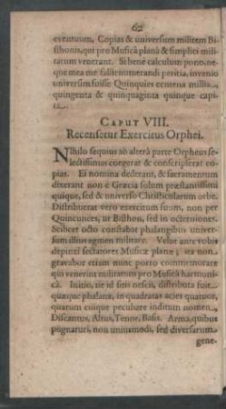 Caput VIII. Recensetur Exercitus Orphei.