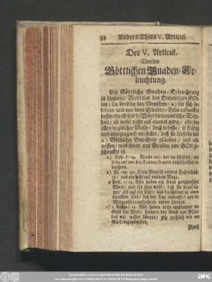 Der V. Articul. Von der Göttlichen Gnaden-Erleuchtung.