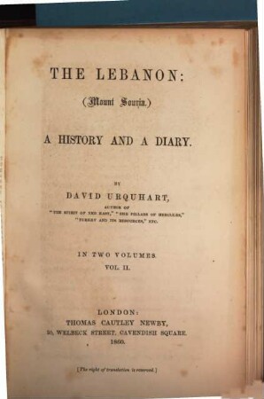 The Lebanon: (Mount Souria.) : A History and a Diary, 2