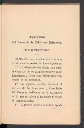 Organización del Ministerio de Relaciones Exteriores.