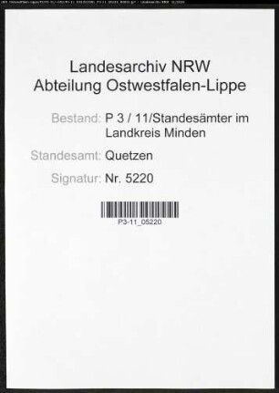 Sterberegister Standesamt Quetzen