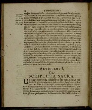 Articulus I. De Scriptura Sacra