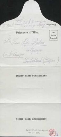 [Fritz Rahm an Sofie Rahm in Löpsingen]