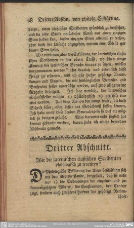 Dritter Abschnitt. Wie die lateinischen claßischen Scribenten philologisch zu tractiren?