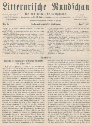 97-102 Übersicht der katholischen Litteratur Englands im Jahre 1900