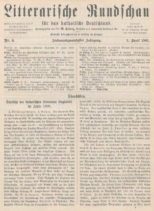 97-102 Übersicht der katholischen Litteratur Englands im Jahre 1900