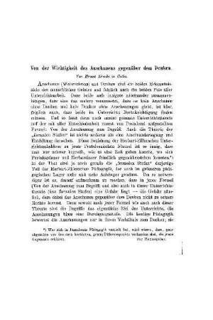 Von der Wichtigkeit des Anschauens gegenüber dem Denken