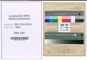 Entnazifizierung Karl Nies , geb. 12.09.1906 (Schneider)