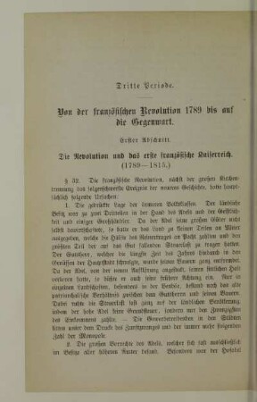 Dritte Periode. Von der französischen Revolution 1789 bis auf die Gegenwart