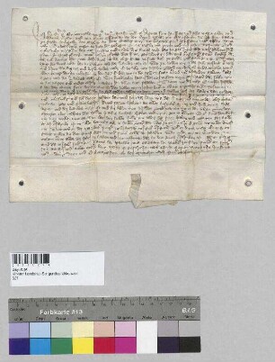 Friedrich der Grünwald, Bürger zu Landshut, und seine Ehefrau Agnes verkaufen an Friedrich den Vogler an dem Grabweg, Bürger zu Landshut, und seine Ehefrau ihre Wiese zu Piflas. S: Dietrich der Pätzinger, Bürger zu Landshut