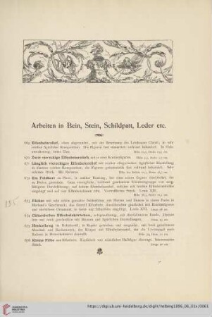 Arbeiten in Bein, Stein, Schildpatt, Leder etc