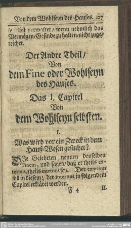 Der Andre Theil, Von dem Fine oder Wohlseyn des Hauses
