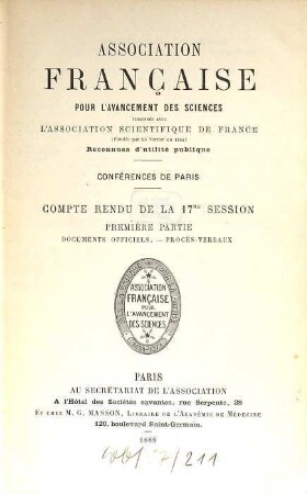 Comptes rendus de la ... session. 17. 1888, Partie 1