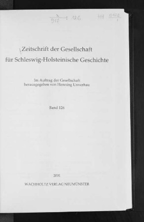 126.2001: Zeitschrift der Gesellschaft für Schleswig-Holsteinische Geschichte