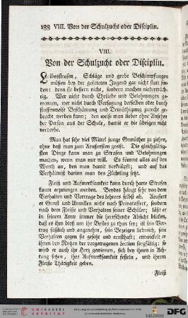 VIII. Von der Schulzucht oder Disciplin