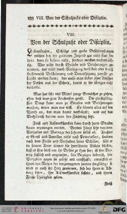 VIII. Von der Schulzucht oder Disciplin