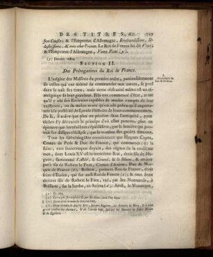 Section II. Des Prérogatives du Roi de France