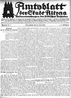 Nummer 26 : Sonnabend, den 28. Juni 1924