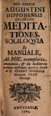 Meditationes, soliloquia et manuale