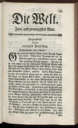 Zwei und zwanzigstes Blat.