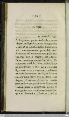 No. VIII. 13 Novembre 1792