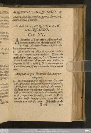 De Adverbiis, Aliquoties, & Aliquando. Cap. XV.