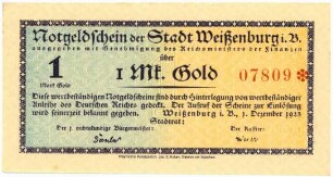 Geldschein / Notgeld, Goldmark, 1.12.1923