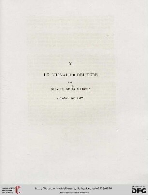 X. Le Chevalier délibéré par Olivier de La Marche