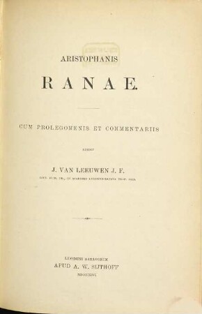 Aristophanis Ranae
