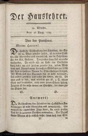 34. Woche, d. 26. Aug. 1775