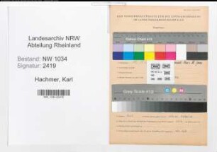 Entnazifizierung Karl Hachmer , geb. 18.11.1908 (Oberzahlmeister)