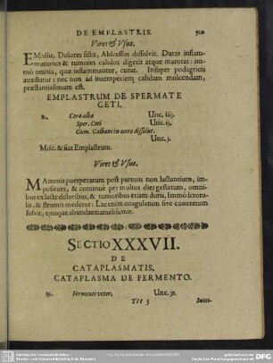 Sectio XXXVII. De Cataplasmatis