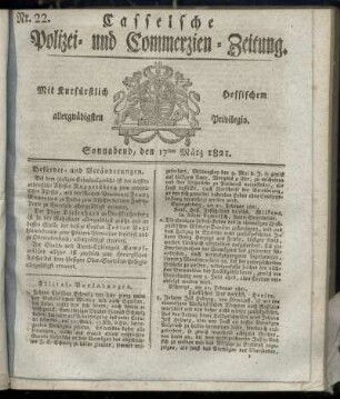Nr. 22, Sonnabend den 17ten Maerz. 1821