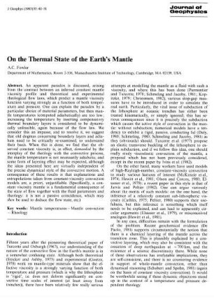 On the thermal state of the earth's mantle