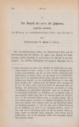 244-273 Über den Begriff der krisis bei Johannes, exegetisch entwickelt, ein Beitrag zur neutestamentlichen Lehre vom Gericht