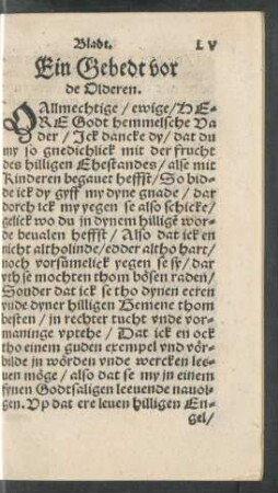 Ein Gebedt vor de Olderen.
