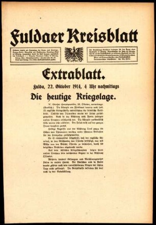 Zweite Ausgabe vom Donnerstag, den 22. Oktober 1914.