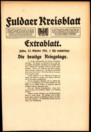 Zweite Ausgabe vom Donnerstag, den 22. Oktober 1914.