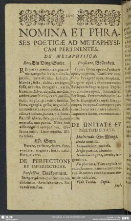 Nomina Et Phrases Poeticae Ad Metaphysicam Pertinentes