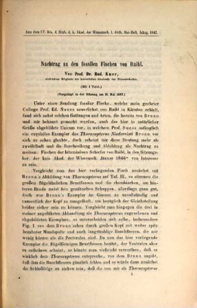 Separatabdrücke aus den Sitzungsberichten der kaiserl. Akademie der Wissenschaften in Wien-mathem.-naturw. Classe, 23a