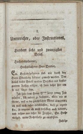 I. Unterrichte, oder Instructiones.