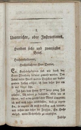 I. Unterrichte, oder Instructiones.