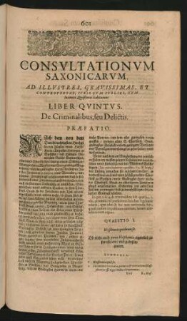 Consultationum Saxonicarum ... Liber Quintus. De Criminalibus, seu Delictis.