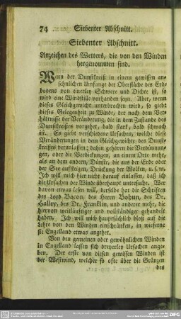 Siebenter Abschnitt. Anzeichen des Wetters, die von den Winden hergenommen sind