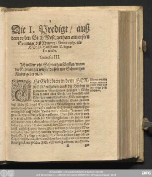 [Christliche Leichpredigten/ auß dem ersten Buch Mose.]