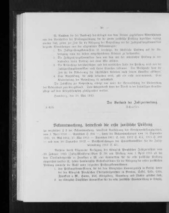 Bekanntmachung, betreffend die erste juristische Prüfung