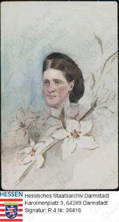 Löwenstein-Wertheim-Rosenberg, Franziska (Fanny?) Prinzessin v. (1864-1930) / Porträt, Brustbild, umrahmt von Blumen