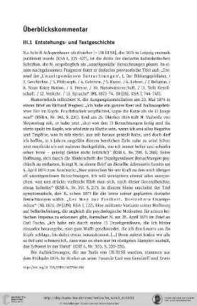 III.1 Entstehungs- und Textgeschichte