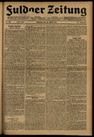 Erste Ausgabe vom Samstag, den 12. April 1913.