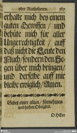 Gebet einer alten, fürnehmen und hohen Obrigkeit